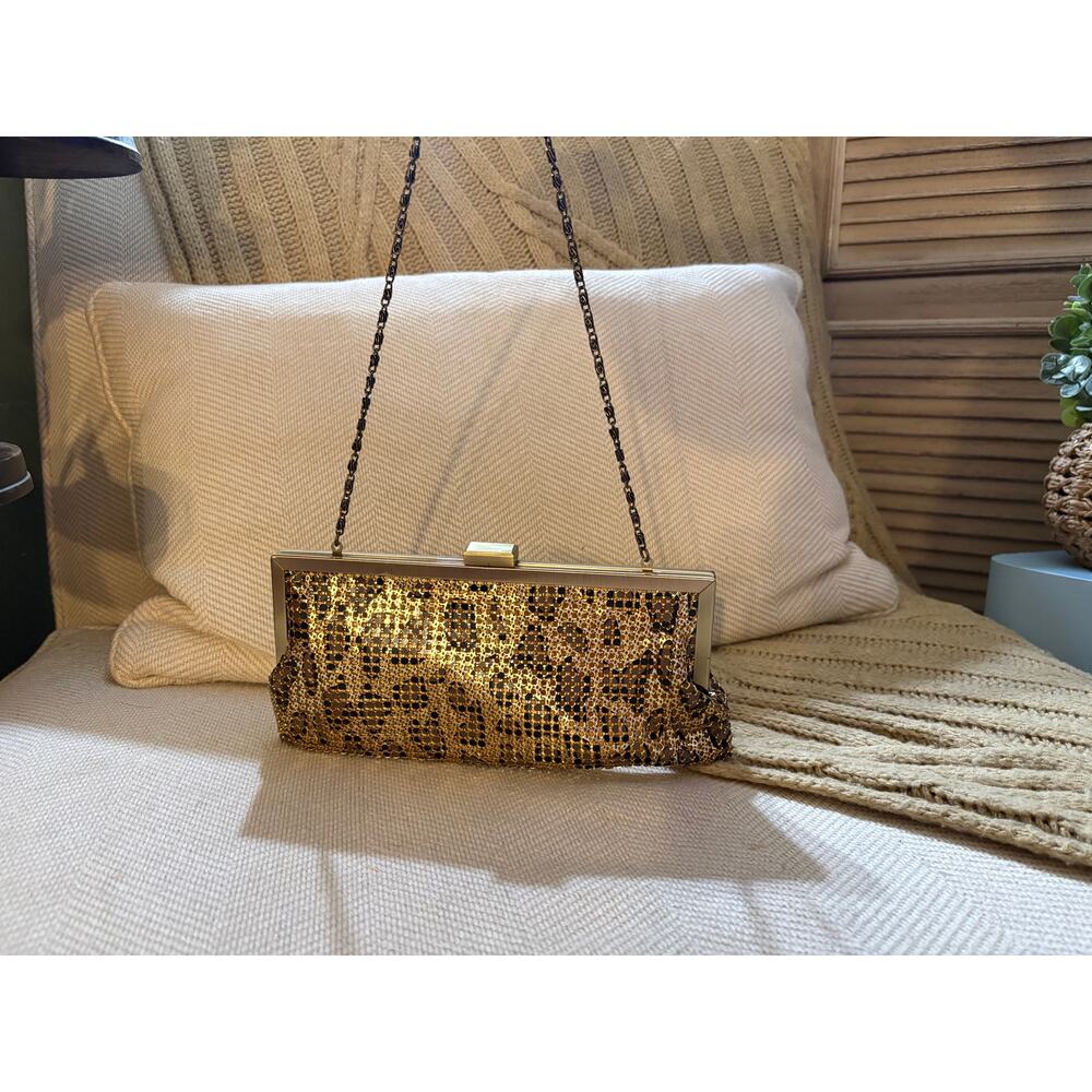 Style & Co. Metallic Gold Leopard Metal Mesh Evening Bag
